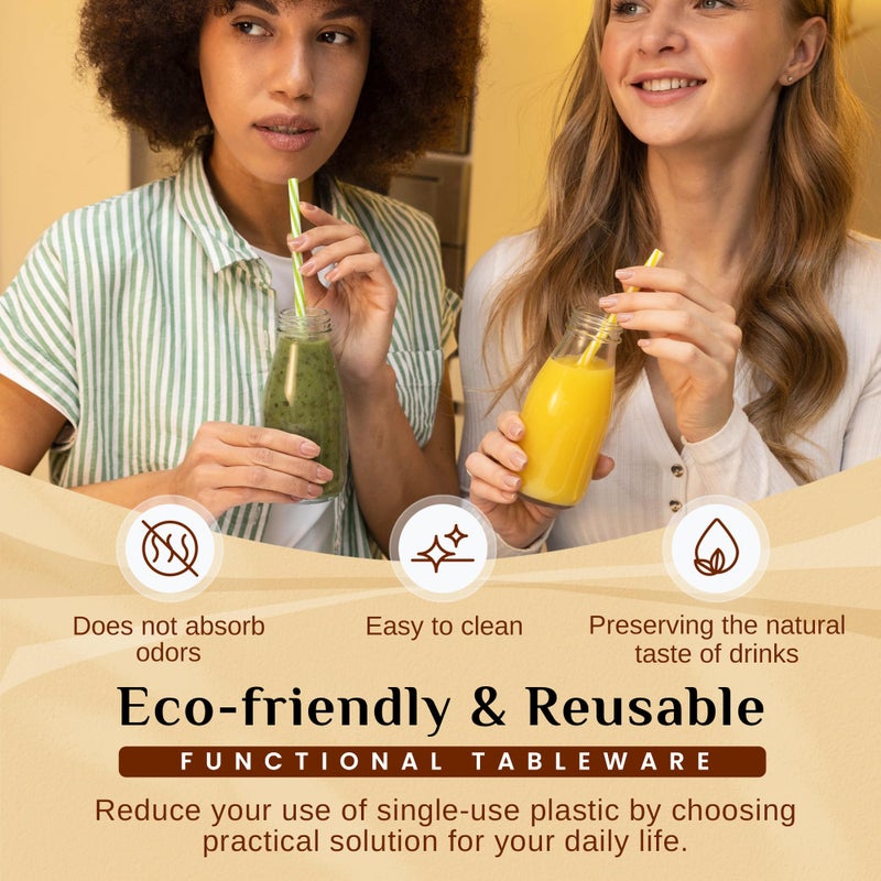 Hayley Cherie 10 oz Glass Milk Bottles with Lids & Straws (9 Pack) Small Airtight Glasses with Caps, Reusable Juicing Bottles for Yogurt, Water, Juice, Smoothies, Drinking, Kids Lunch, Mini Vintage Jars, Container - Image 4